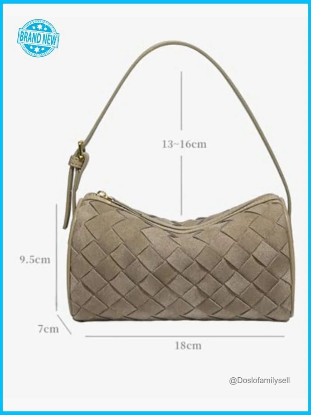 Woven Faux Suede Hobo Bag Crossbody Clutch Barrel Shape Shoulder Purse